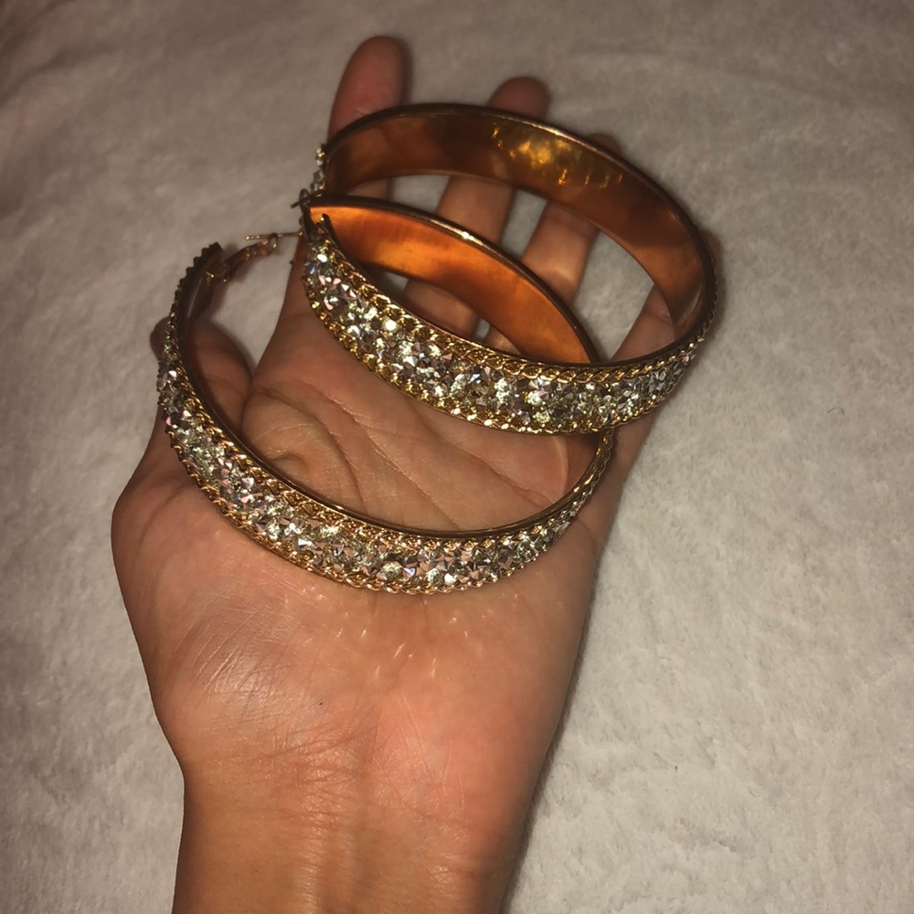 Shiny hoop earrings